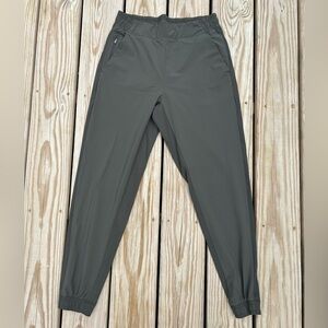 Athleta Brooklyn Jogger Pants Size 6 Olive Green Womens Pockets Ribbed Sides